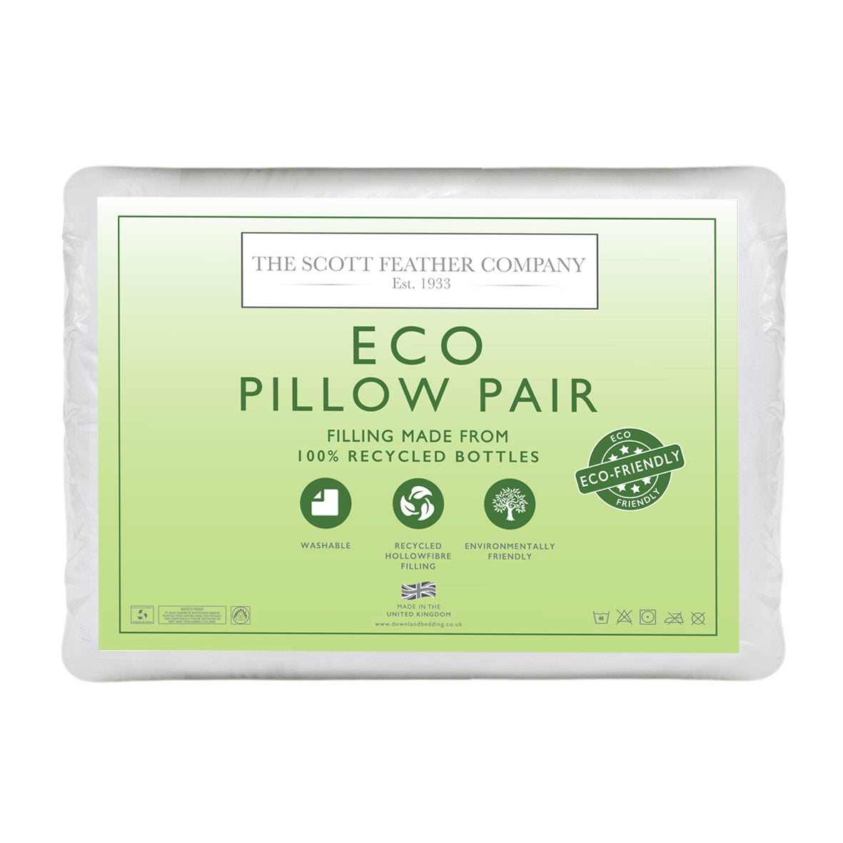 Scott Feather Company Eco Pillow Pair | Recycled Hollowfibre Filling