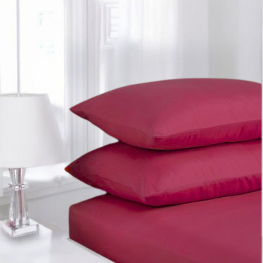 Red Berry - Percale Pillowcase Pair | Cotton Blend - Easy Care Bed Linen