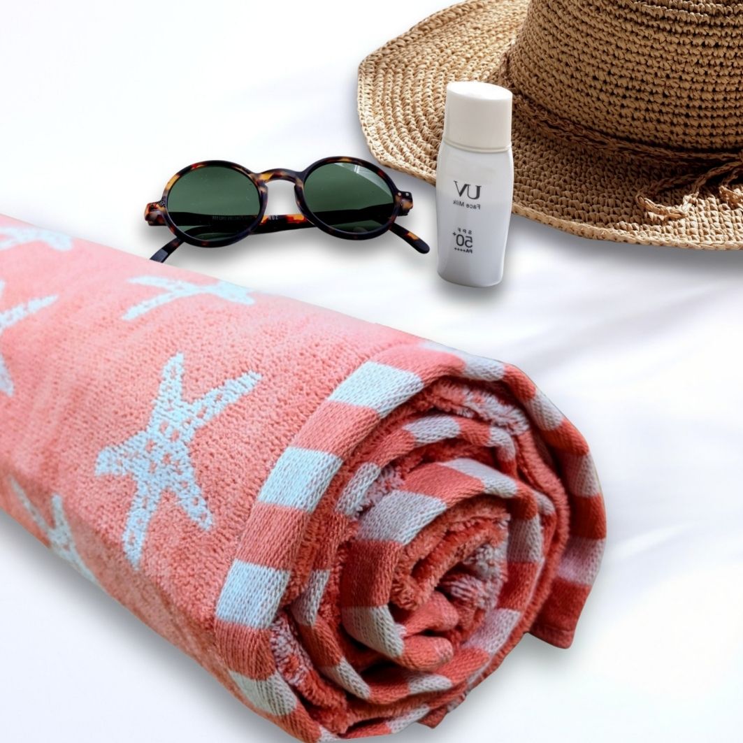 Blush Pink Beach Towel – 100% Cotton | Starfish - restmor.co.uk - colour