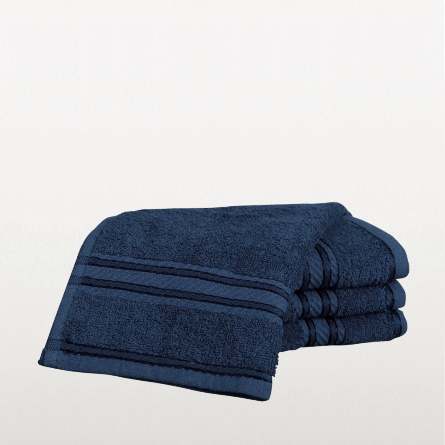 Navy Blue 500 gsm cotton hand towels in combed cotton on white background