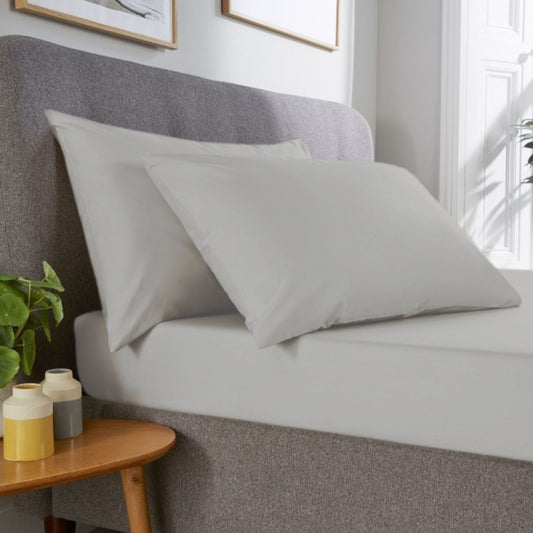 Silver Grey - Percale Pillowcase Pair | Cotton Blend - Easy Care Bed Linen