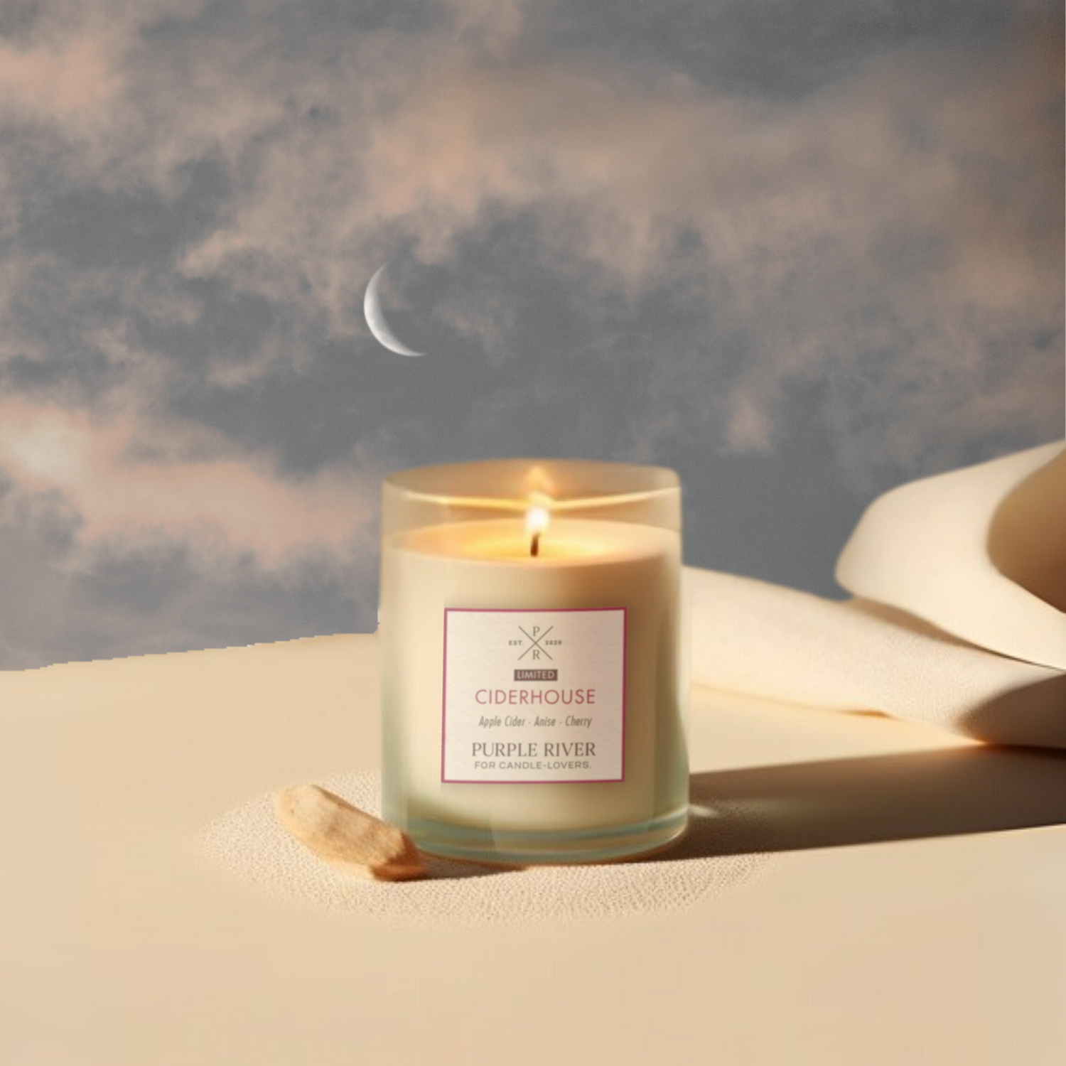 bedtime candle displayed against night sky background