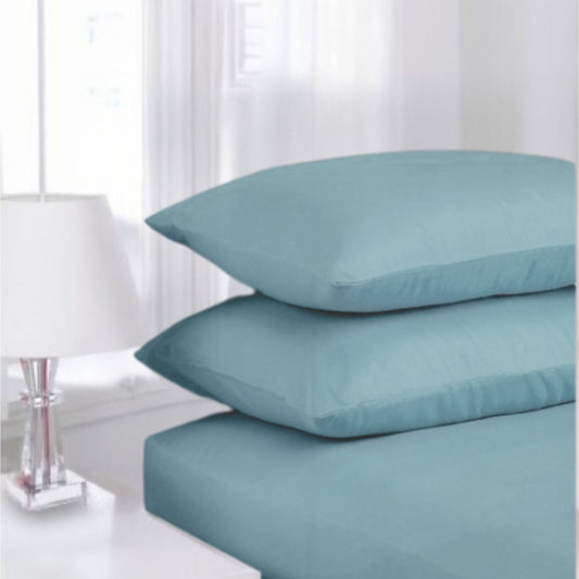 Aqua Blue - Percale Fitted Sheet | Cotton Blend - Easy Care Bed Linen - restmor.co.uk - colour