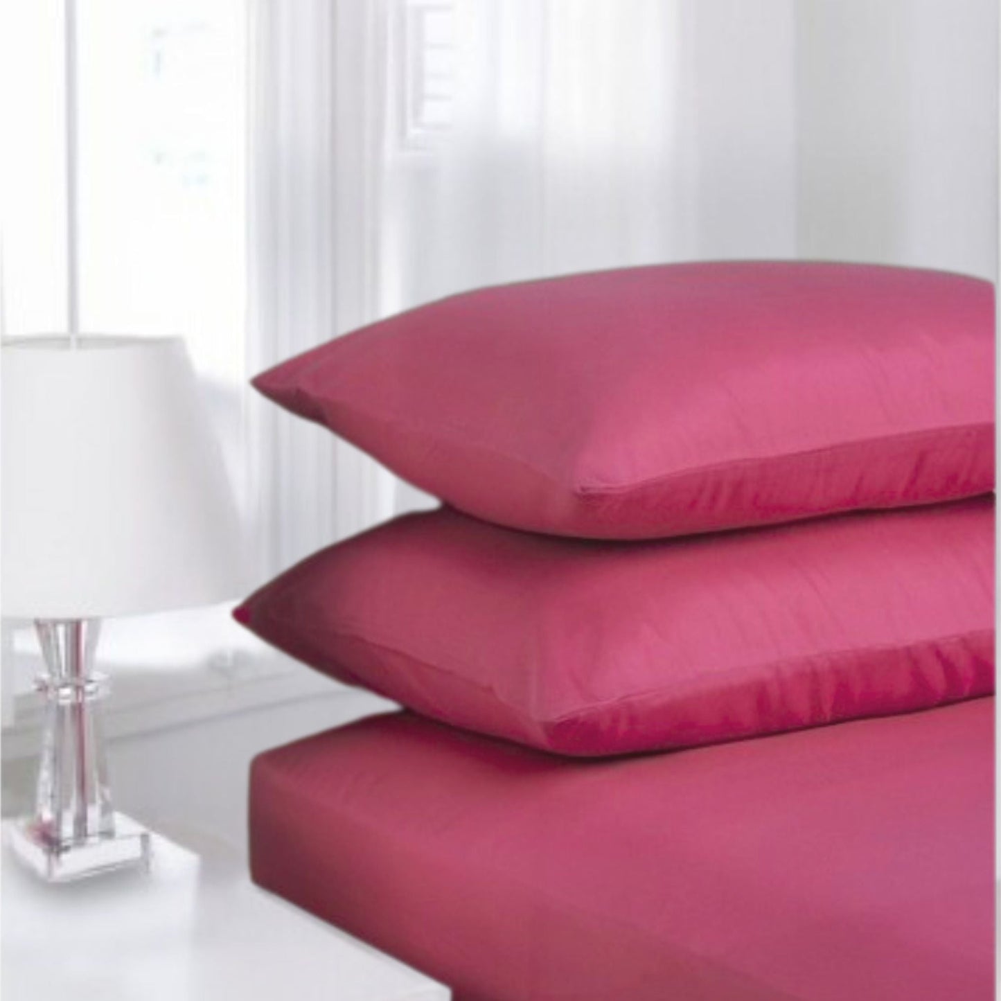 Cerise Pink - Percale Pillowcase Pair | Cotton Blend - Easy Care Bed Linen