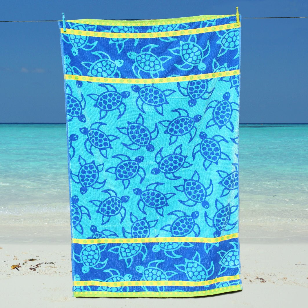 Blue Beach Towel – 100% Cotton | Turtles - restmor.co.uk - colour
