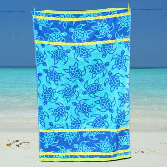 Blue Beach Towel – 100% Cotton | Turtles - restmor.co.uk - colour