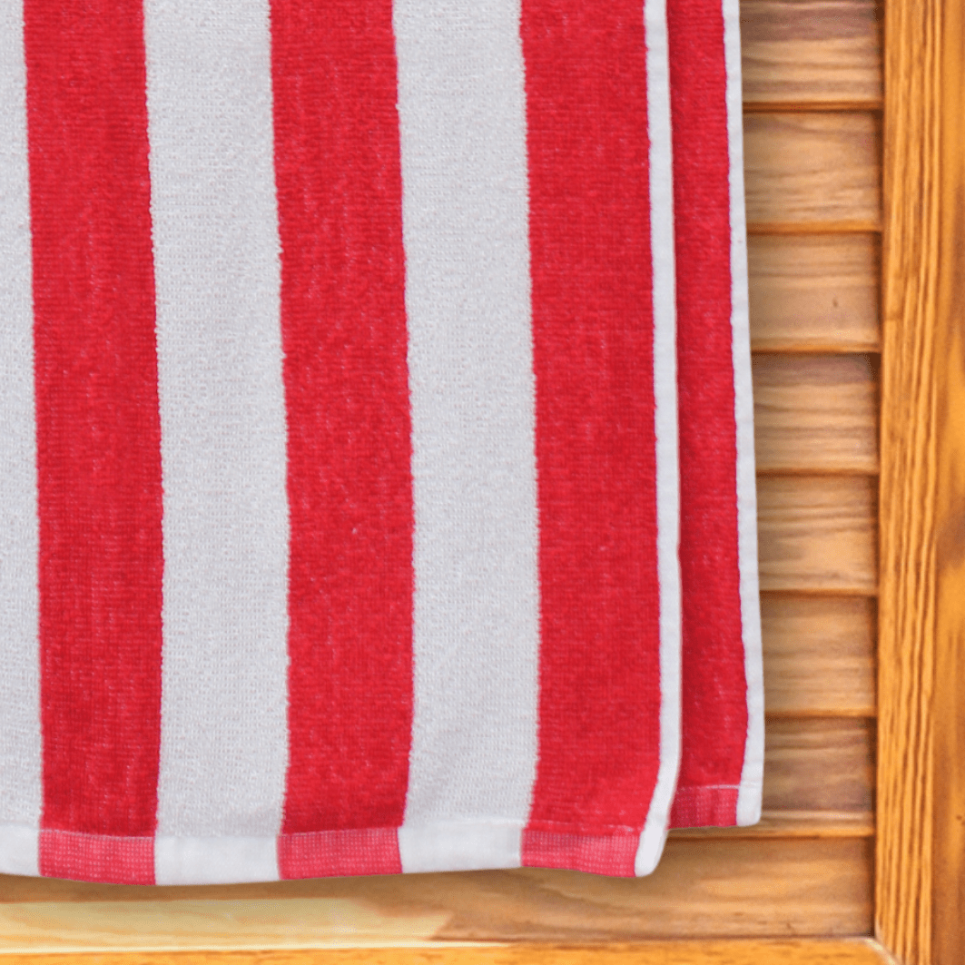 Budget - Friendly Beach Towel - Red Stripe - restmor.co.uk - colour
