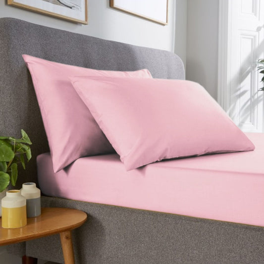 Candy Pink - Percale Fitted Sheet | Cotton Blend - Easy Care Bed Linen - restmor.co.uk - colour