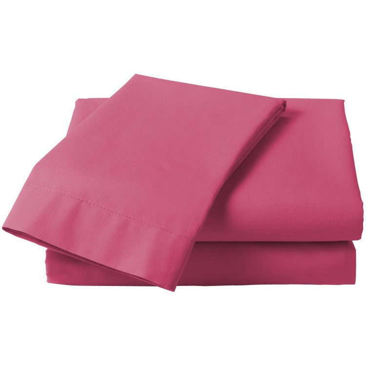 Cerise Pink - Percale Pillowcase Pair | Cotton Blend - Easy Care Bed Linen