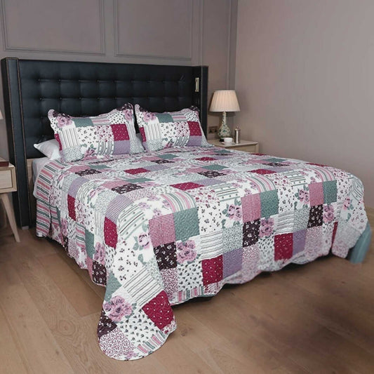 Freya Purple - Quilted Bedspread - Single Bed - restmor.co.uk - colour