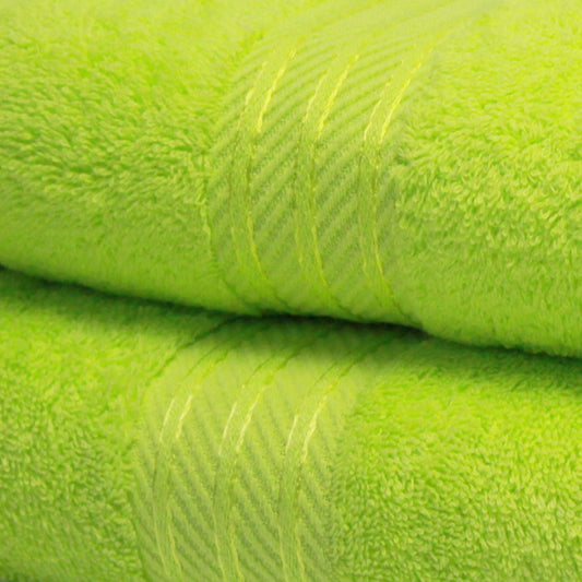 Close up of 500 GSM Lime Green Bathroom Towels in Combed Cotton 