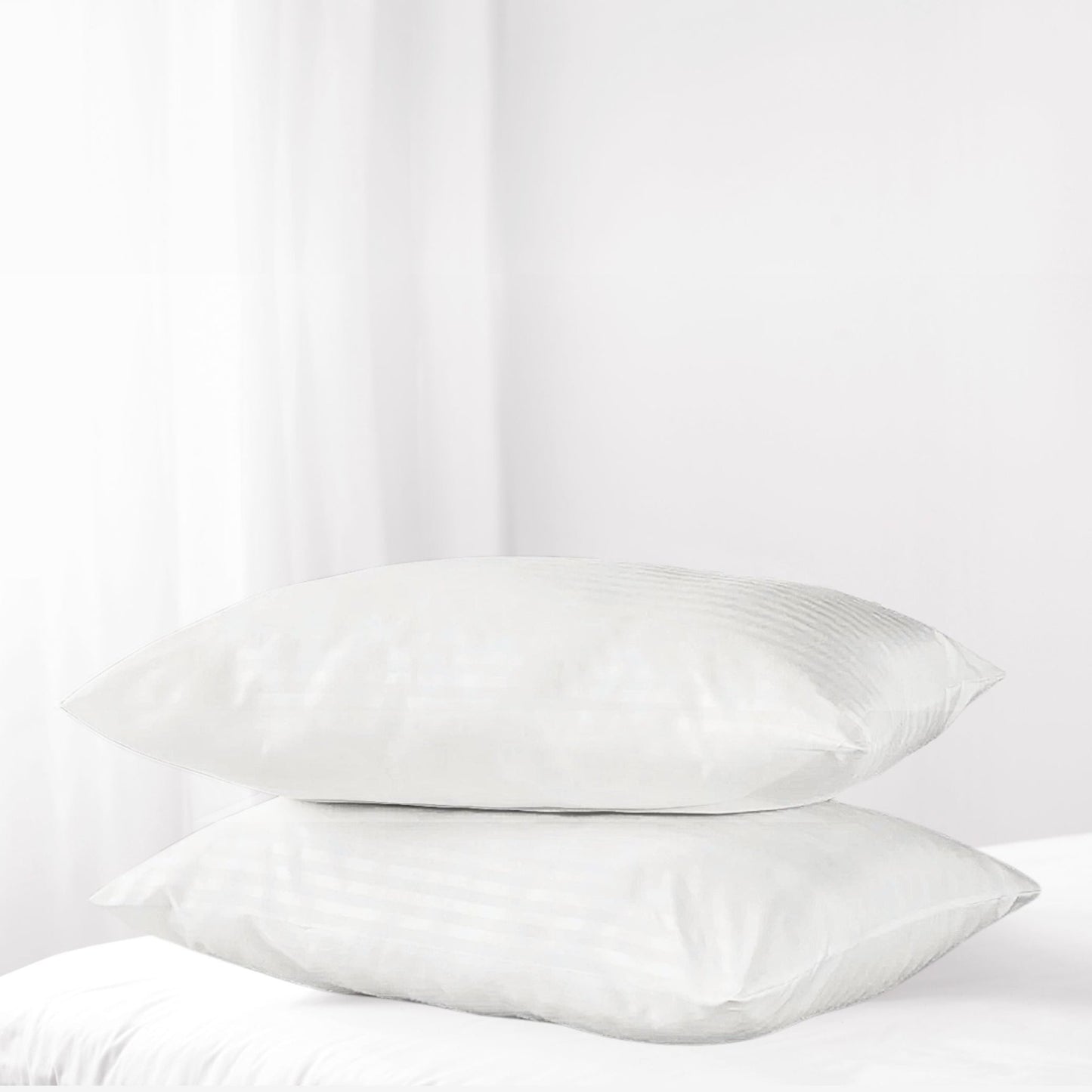 Luxury Satin Stripe Pillow Pair | 100% Cotton Cover - restmor.co.uk - colour