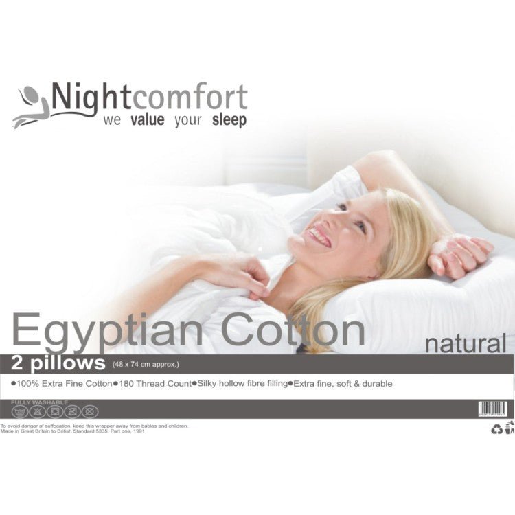 Nightcomfort Egyptian Cotton Pillow Pair | Soft Support - restmor.co.uk - colour