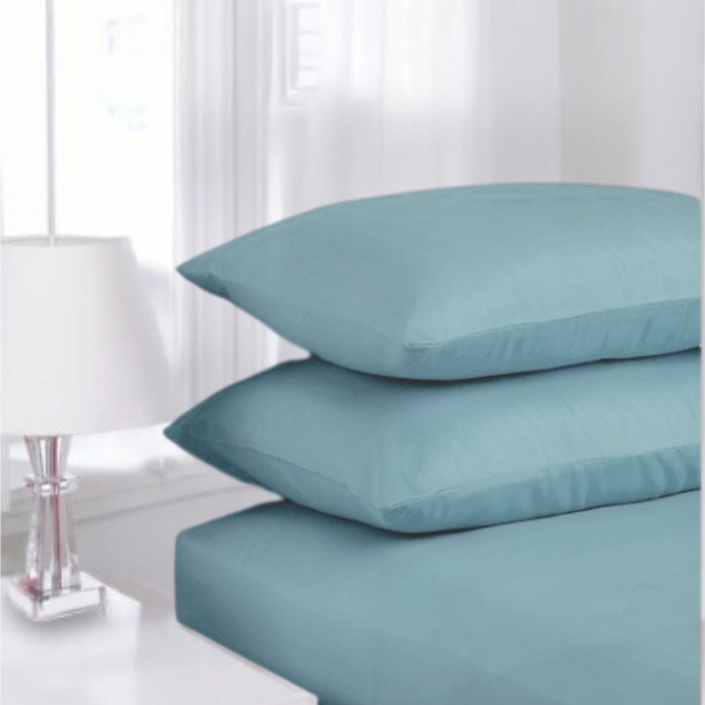 Aqua Blue - Percale Flat Sheet | Cotton Blend - Easy Care Bed Linen