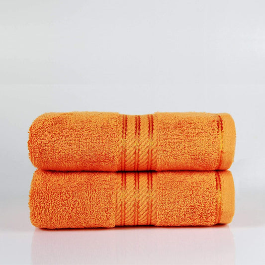 Pair of Orange Bathroom Towels made from Combed Cotton in 500 gsm pile