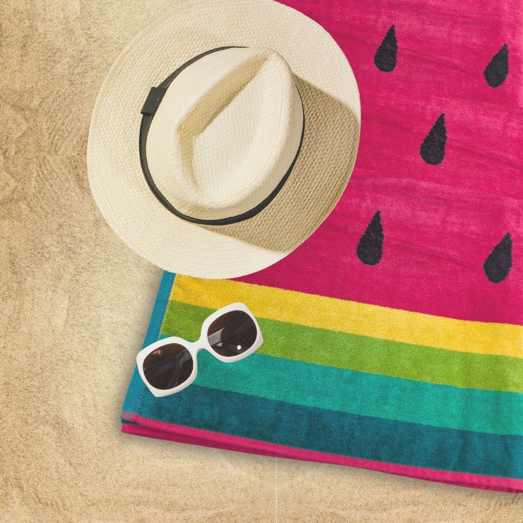 Rainbow Beach Towel – 100% Cotton | Watermelon - restmor.co.uk - colour
