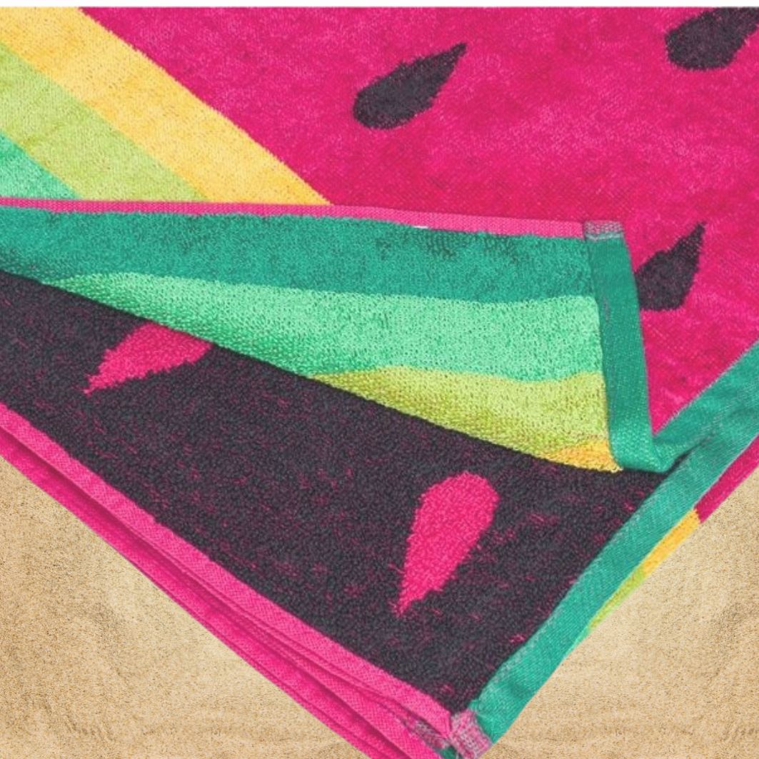 Rainbow Beach Towel – 100% Cotton | Watermelon - restmor.co.uk - colour