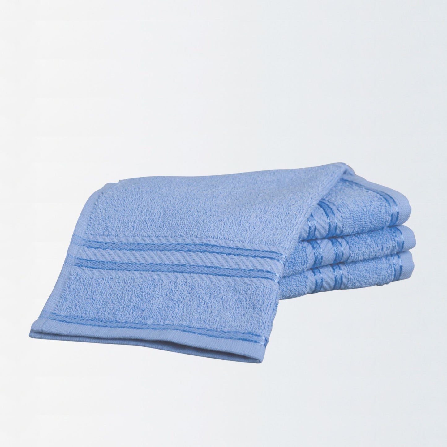 Blue face towel on a white background