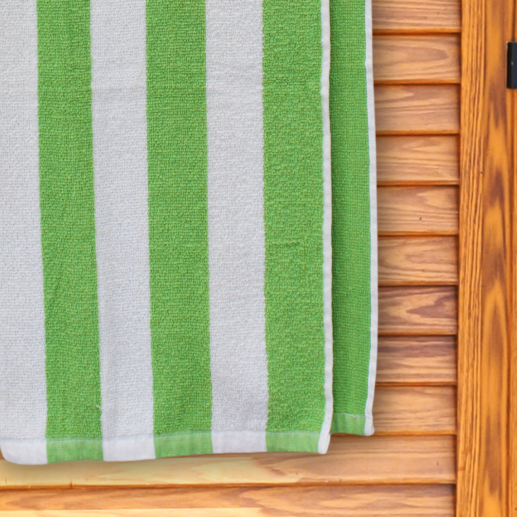 Budget-Friendly Beach Towel - Green Stripe