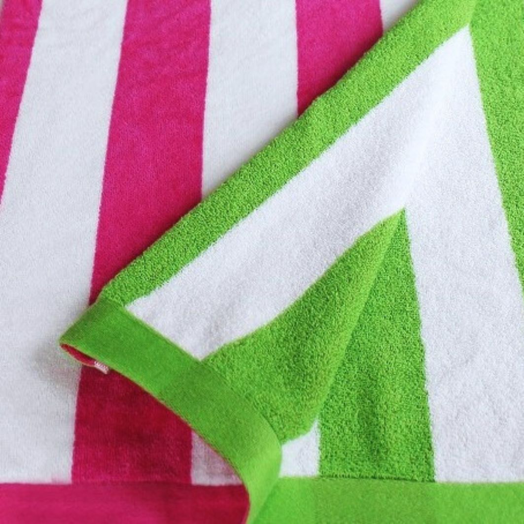 Candy Pink Beach Towel - 100% Cotton | Pink Stripe