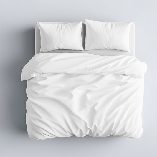 White - Percale Duvet Cover Set | Cotton Blend - Easy Care Bed Linen