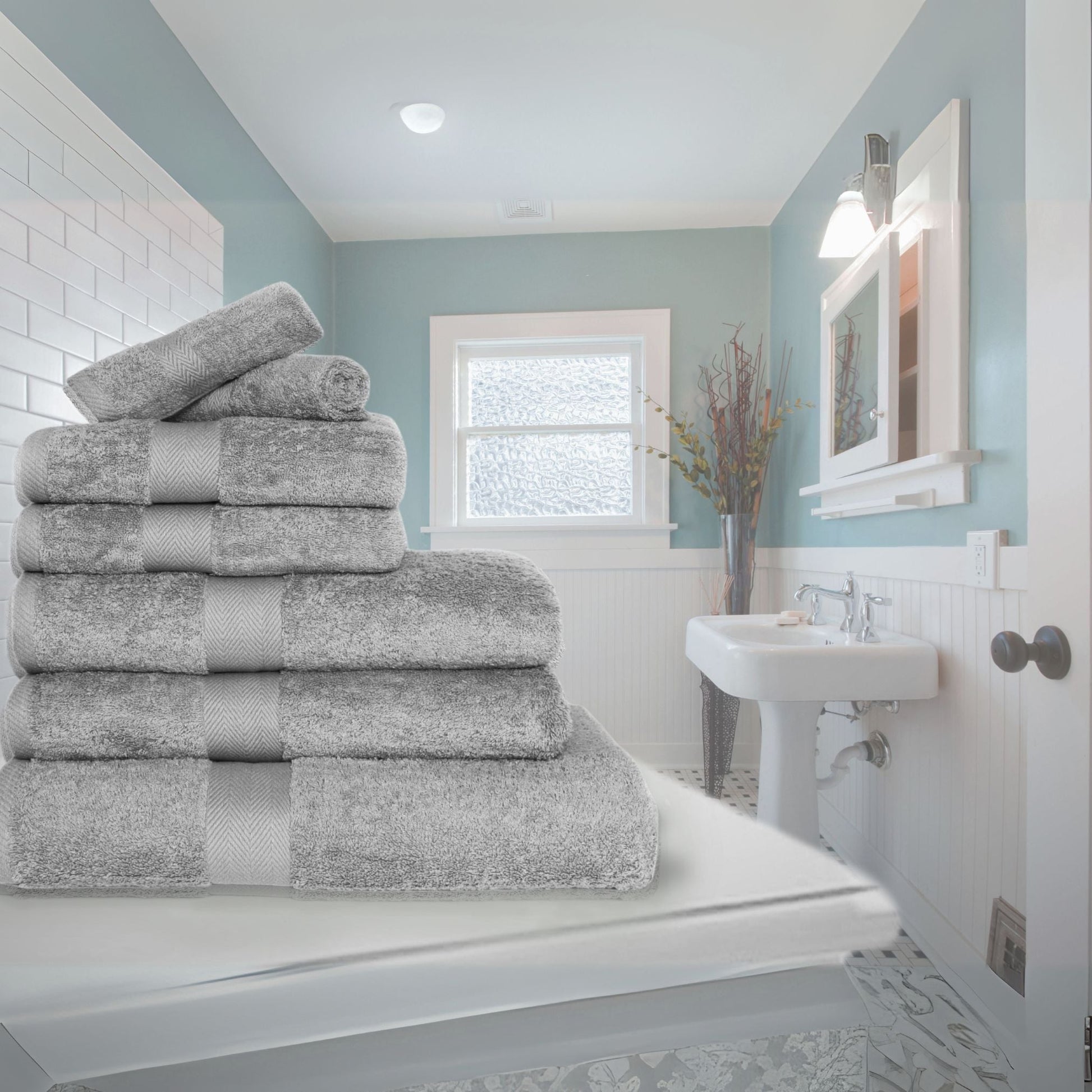 Silver Grey - Luxury Bathroom Towel | Fine Combed Cotton Towel - 600GSM - restmor.co.uk - colour