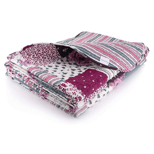 Freya Purple - Quilted Bedspread - Single Bed