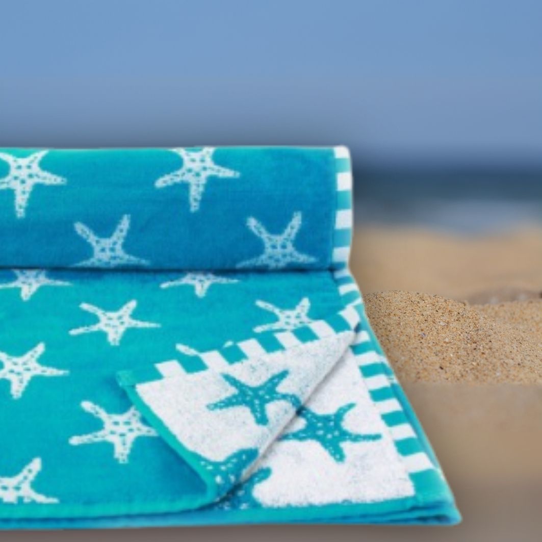 Teal Beach Towel – 100% Cotton | Starfish - restmor.co.uk - colour